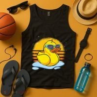 Bath Toy Duckie Cute Ducky Cool Sunglasses Retro Rubber Duck Tank Top thumb 4