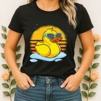 Bath Toy Duckie Cute Ducky Cool Sunglasses Retro Rubber Duck Women's T-Shirt thumb 2
