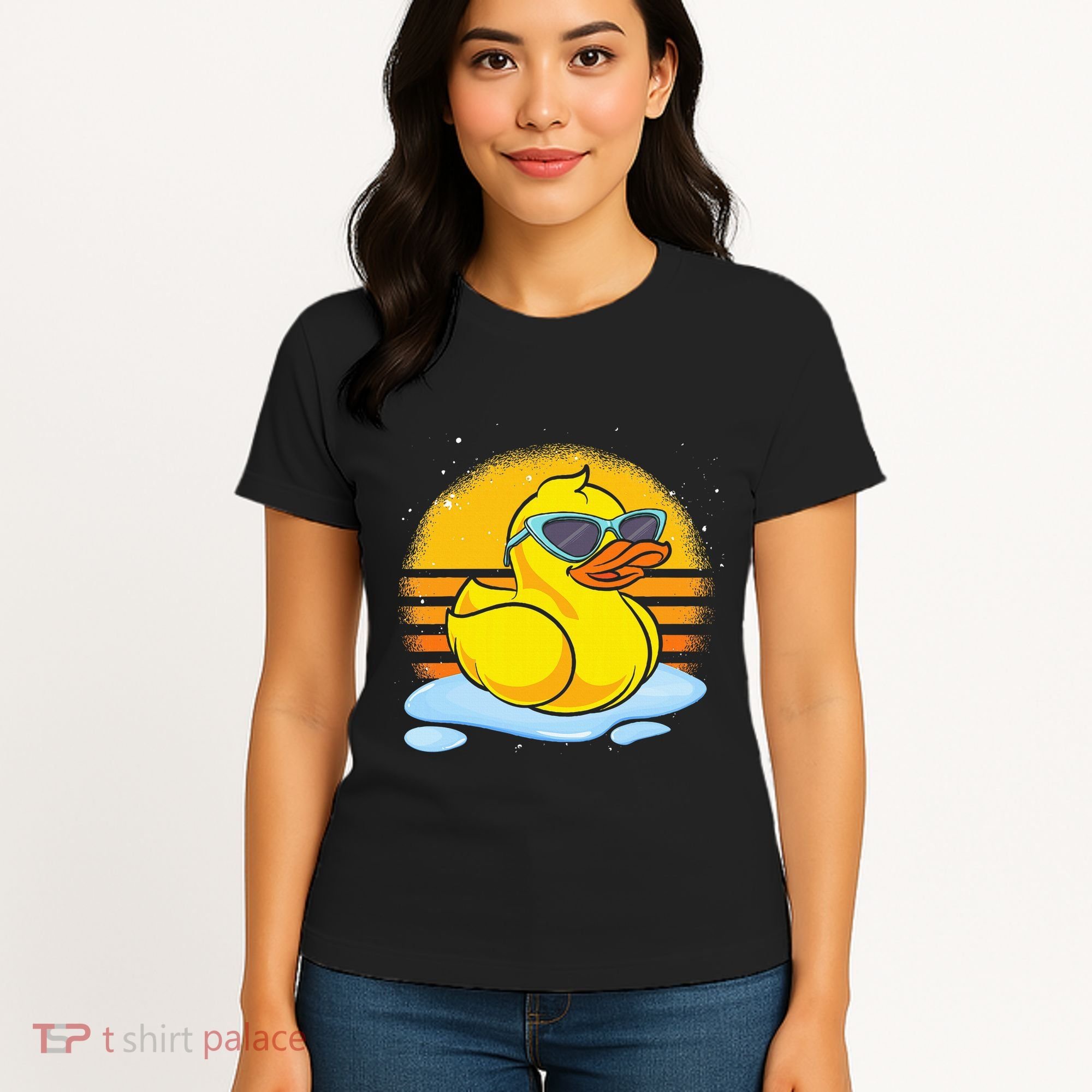 Bath Toy Duckie Cute Ducky Cool Sunglasses Retro Rubber Duck Women's T-Shirt