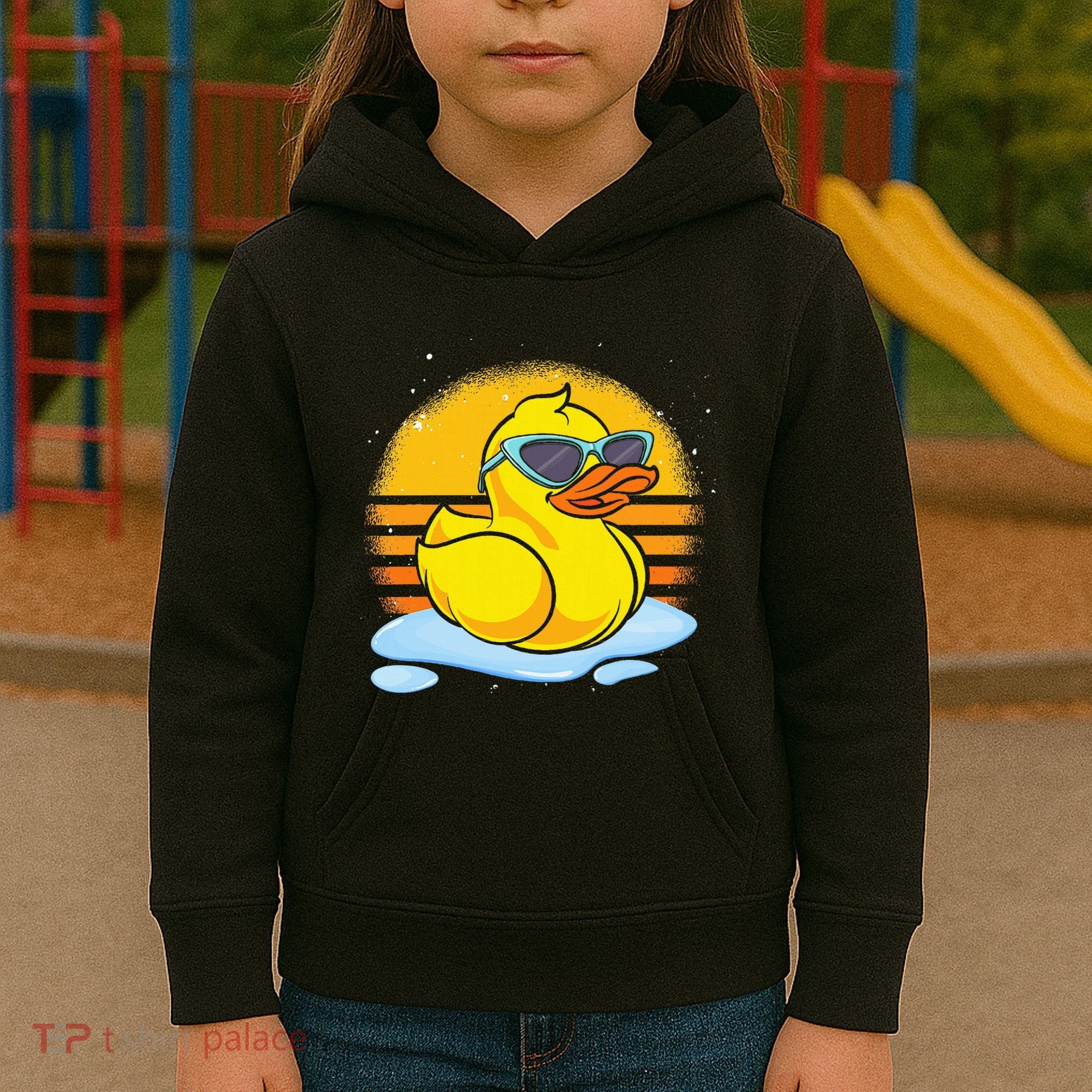 Bath Toy Duckie Cute Ducky Cool Sunglasses Retro Rubber Duck Kids Hoodie