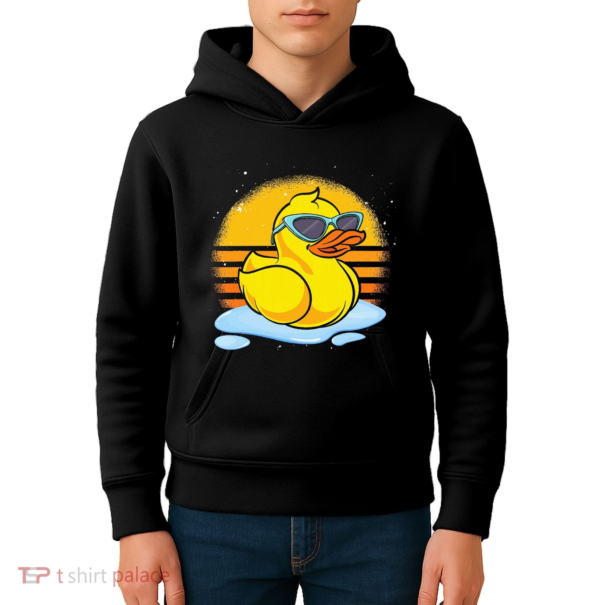 Bath Toy Duckie Cute Ducky Cool Sunglasses Retro Rubber Duck Kids Hoodie