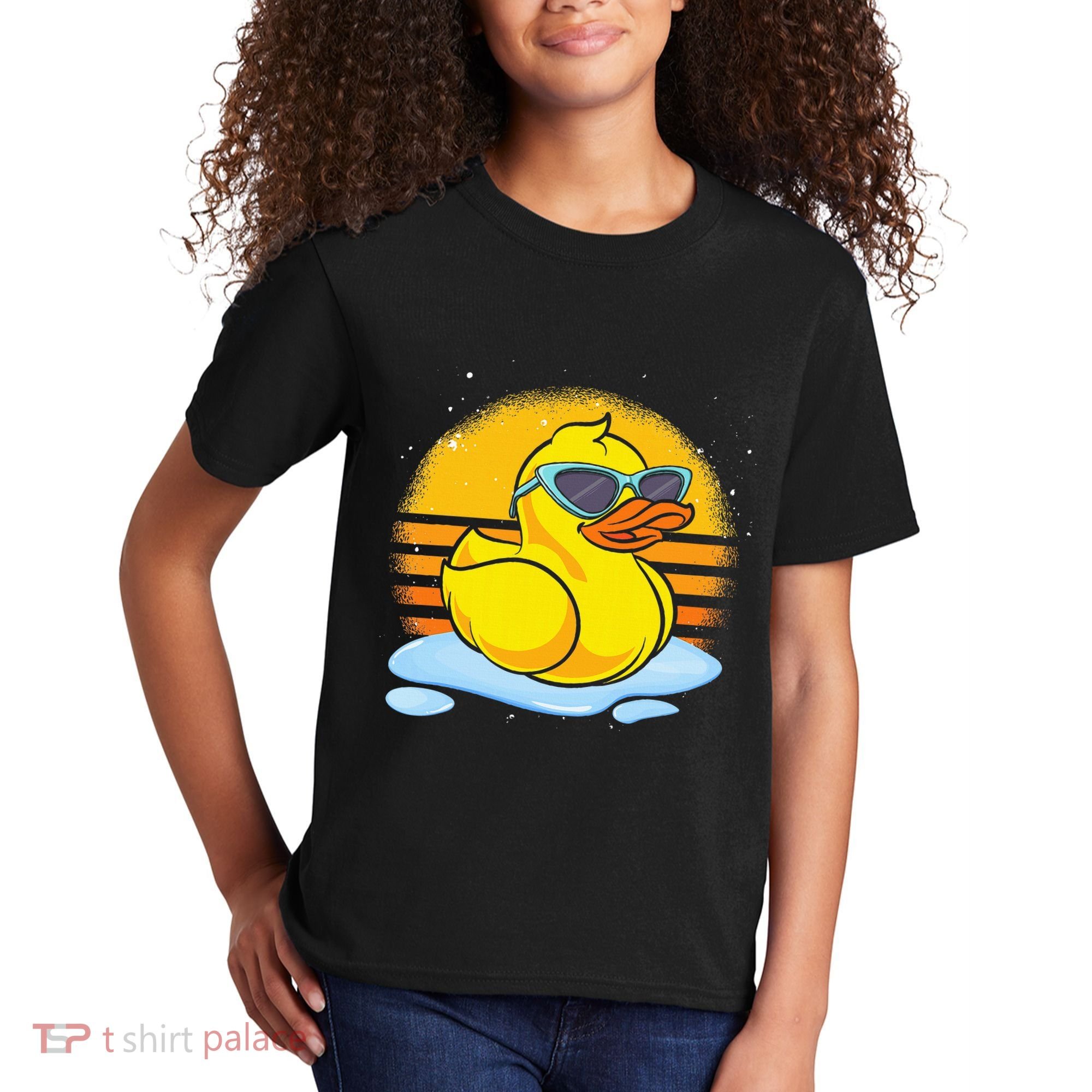 Bath Toy Duckie Cute Ducky Cool Sunglasses Retro Rubber Duck Kids T-Shirt