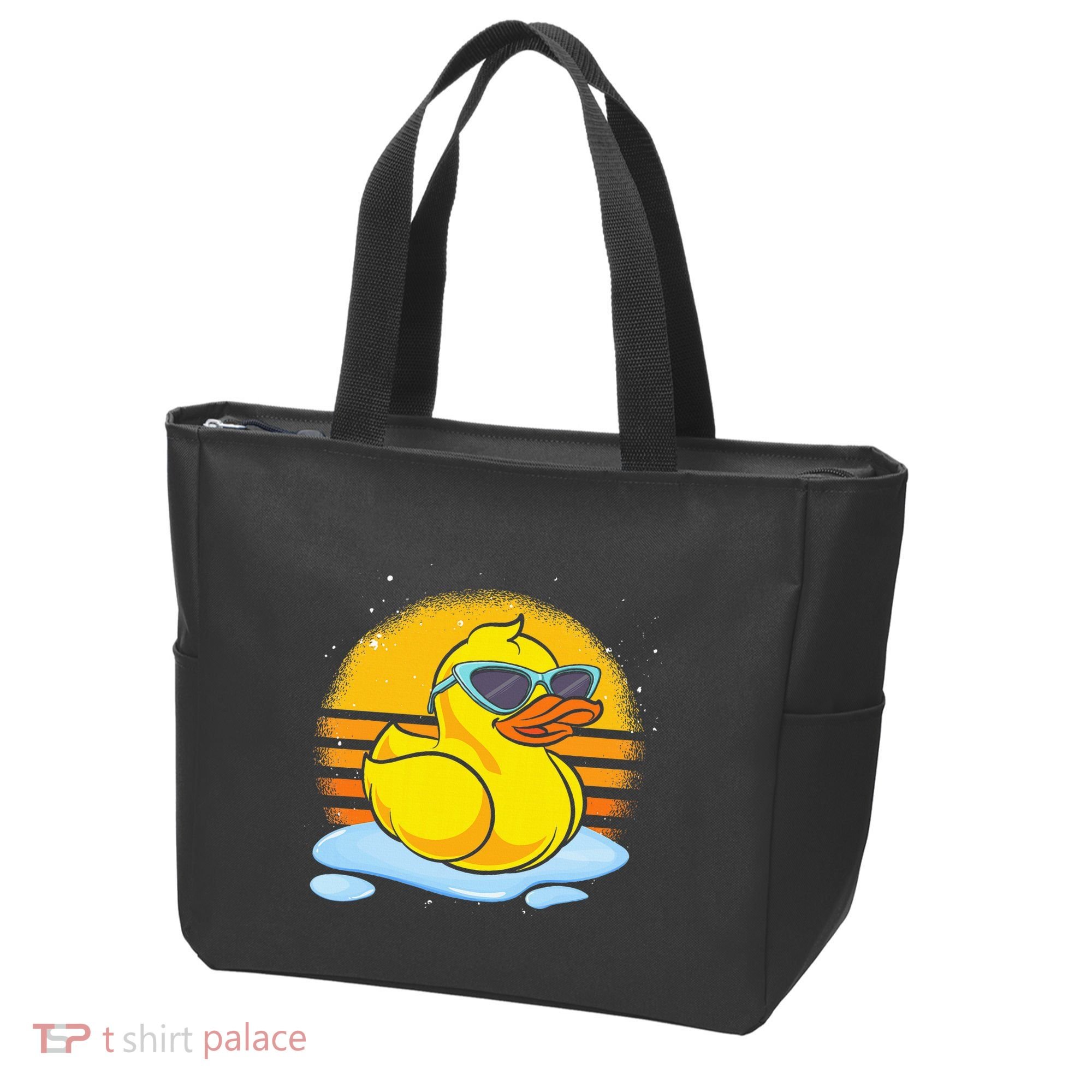 Bath Toy Duckie Cute Ducky Cool Sunglasses Retro Rubber Duck Tote Bag