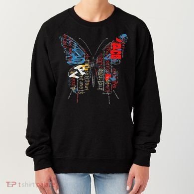 Butterfly Text Drawing Art Graphic Motif Anime Women's Sweatshirt