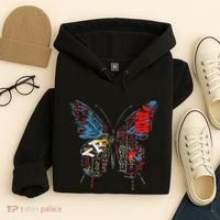 Butterfly Text Drawing Art Graphic Motif Anime Hoodie thumb 4