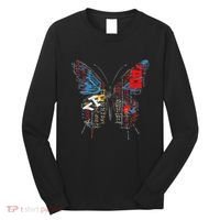 Butterfly Text Drawing Art Graphic Motif Anime Long Sleeve Shirt thumb 0