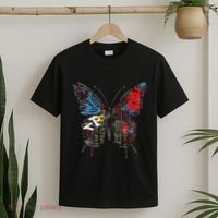Butterfly Text Drawing Art Graphic Motif Anime T-Shirt thumb 2