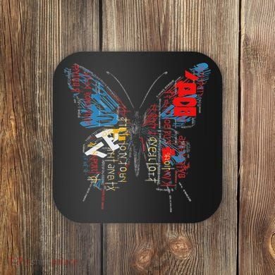 Butterfly Text Drawing Art Graphic Motif Anime Coaster