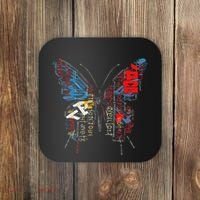 Butterfly Text Drawing Art Graphic Motif Anime Coaster thumb 0