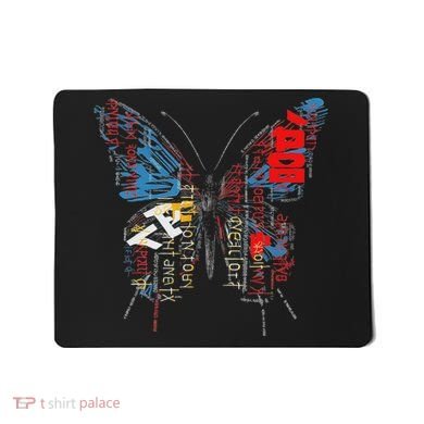Butterfly Text Drawing Art Graphic Motif Anime Mousepad
