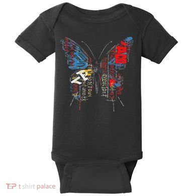 Butterfly Text Drawing Art Graphic Motif Anime Baby Bodysuit