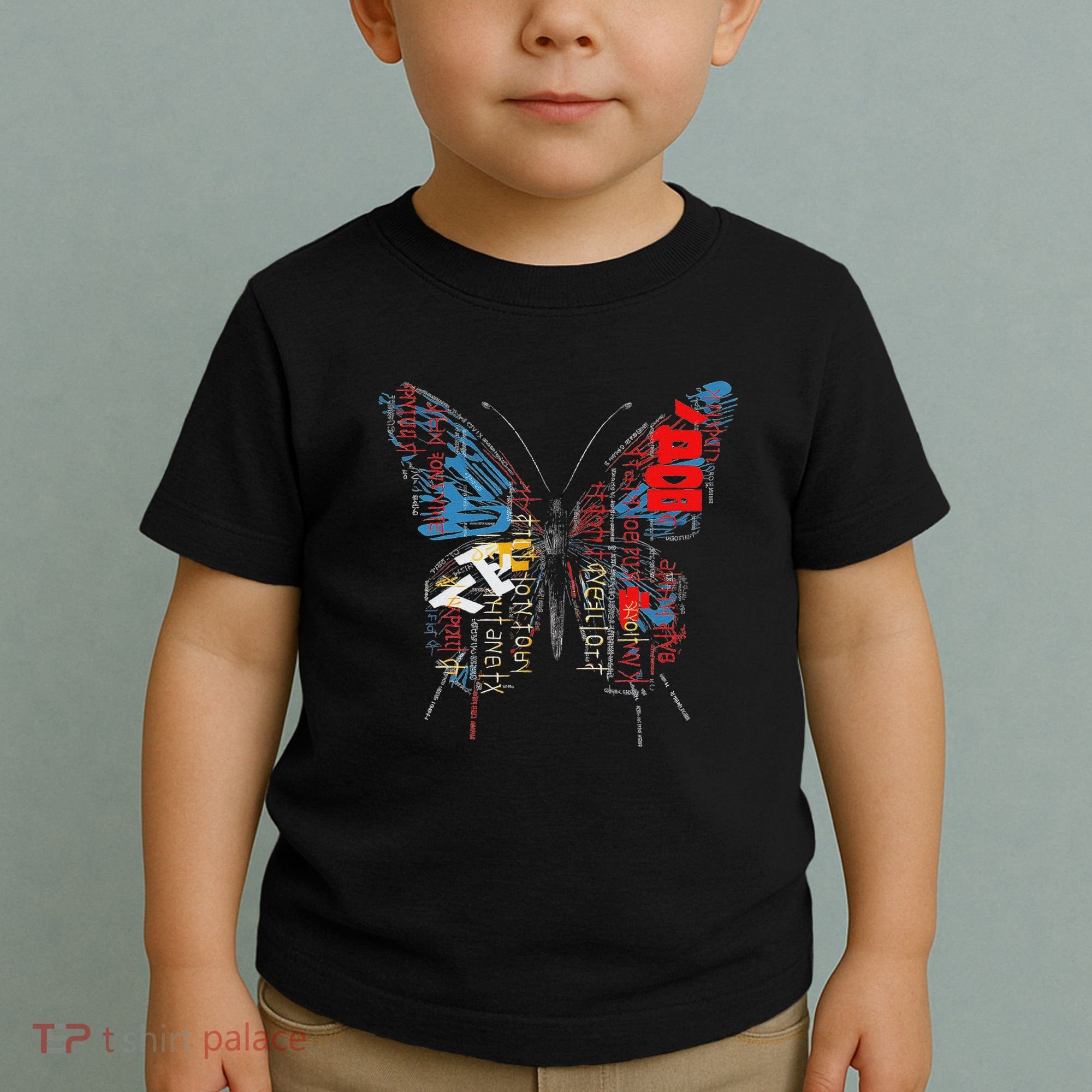Butterfly Text Drawing Art Graphic Motif Anime Toddler T-Shirt