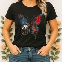 Butterfly Text Drawing Art Graphic Motif Anime Women's T-Shirt thumb 2
