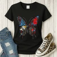 Butterfly Text Drawing Art Graphic Motif Anime Women's T-Shirt thumb 3