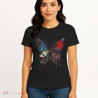 Butterfly Text Drawing Art Graphic Motif Anime Women's T-Shirt thumb 4