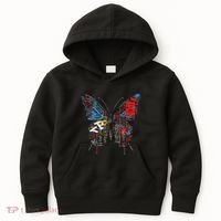 Butterfly Text Drawing Art Graphic Motif Anime Kids Hoodie thumb 0