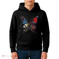 Butterfly Text Drawing Art Graphic Motif Anime Kids Hoodie thumb 4