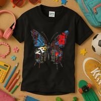 Butterfly Text Drawing Art Graphic Motif Anime Kids T-Shirt thumb 3