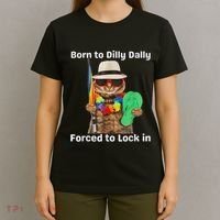 Born To Dilly Dally Forced To Lock In Cat Women T-Shirt thumb 4