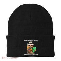 Born To Dilly Dally Forced To Lock In Cat Women Beanie thumb 0