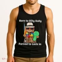 Born To Dilly Dally Forced To Lock In Cat Women Tank Top thumb 3