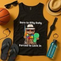 Born To Dilly Dally Forced To Lock In Cat Women Tank Top thumb 4