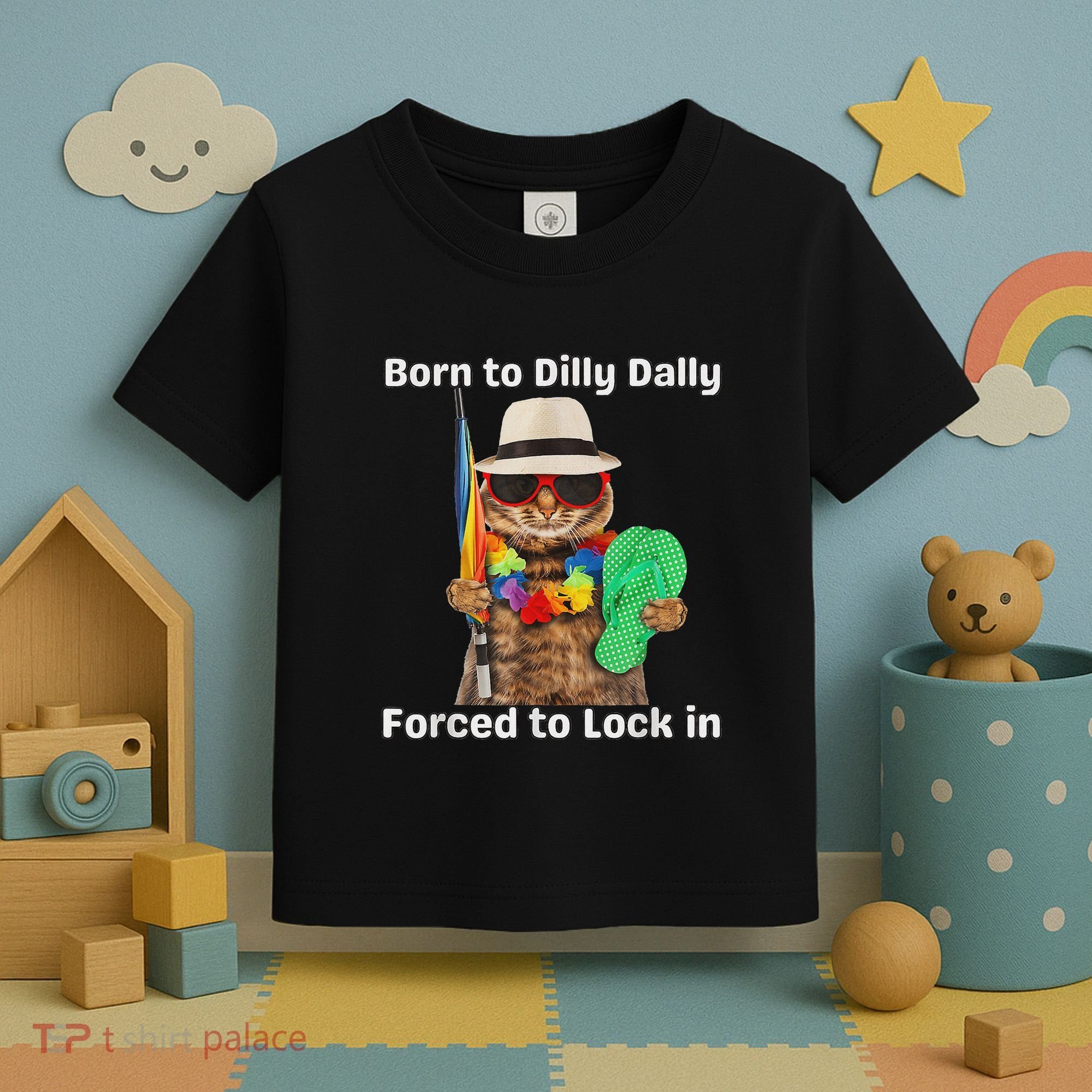 Born To Dilly Dally Forced To Lock In Cat Women Toddler T-Shirt