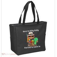 Born To Dilly Dally Forced To Lock In Cat Women Tote Bag thumb 2