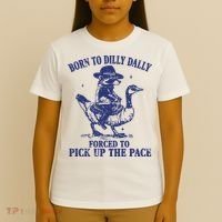 Born To Dilly Dally Forced To Pick Up The Pace Goose Raccoon T-Shirt thumb 4