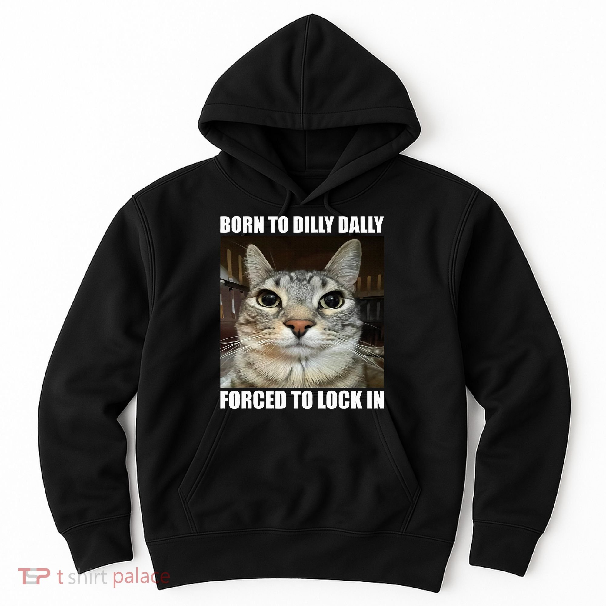 Born To Dilly Dallly Forced To Lock In Cat Lover Hoodie