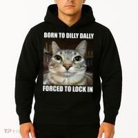 Born To Dilly Dallly Forced To Lock In Cat Lover Hoodie thumb 2