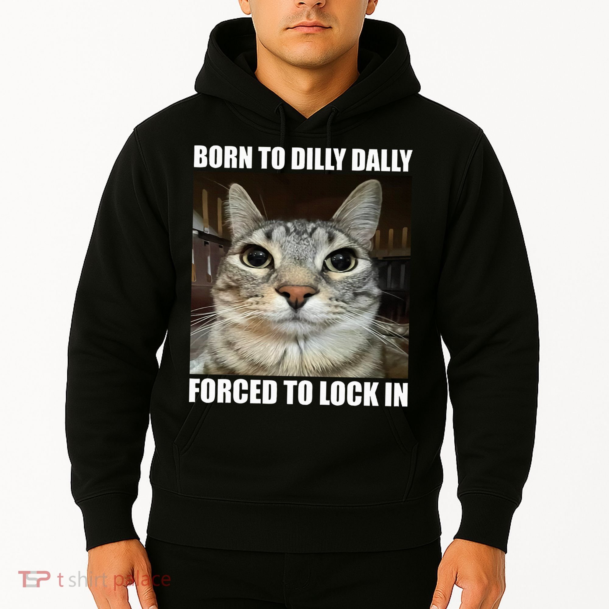 Born To Dilly Dallly Forced To Lock In Cat Lover Hoodie