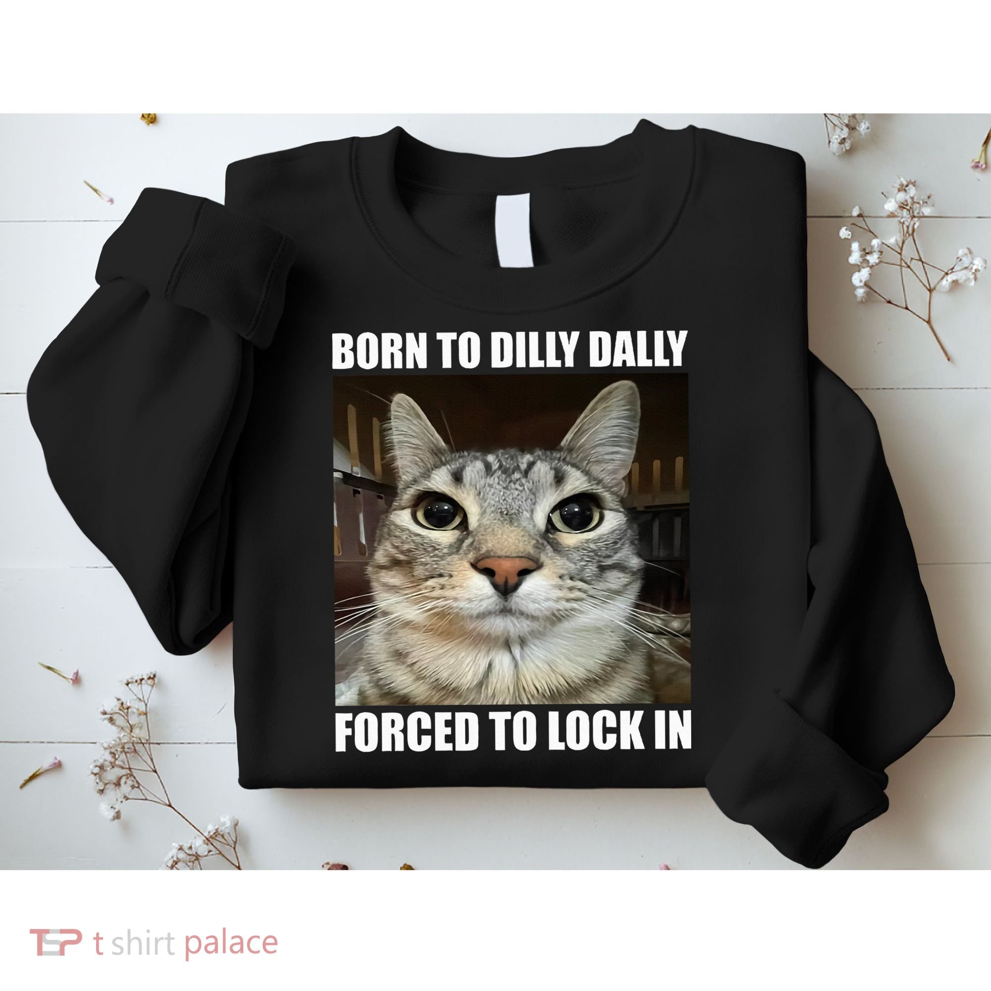 Born To Dilly Dallly Forced To Lock In Cat Lover Sweatshirt