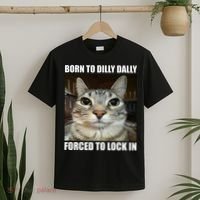Born To Dilly Dallly Forced To Lock In Cat Lover T-Shirt thumb 2