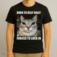 Born To Dilly Dallly Forced To Lock In Cat Lover T-Shirt thumb 3
