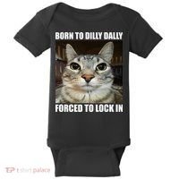 Born To Dilly Dallly Forced To Lock In Cat Lover Baby Bodysuit thumb 0