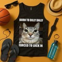 Born To Dilly Dallly Forced To Lock In Cat Lover Tank Top thumb 4