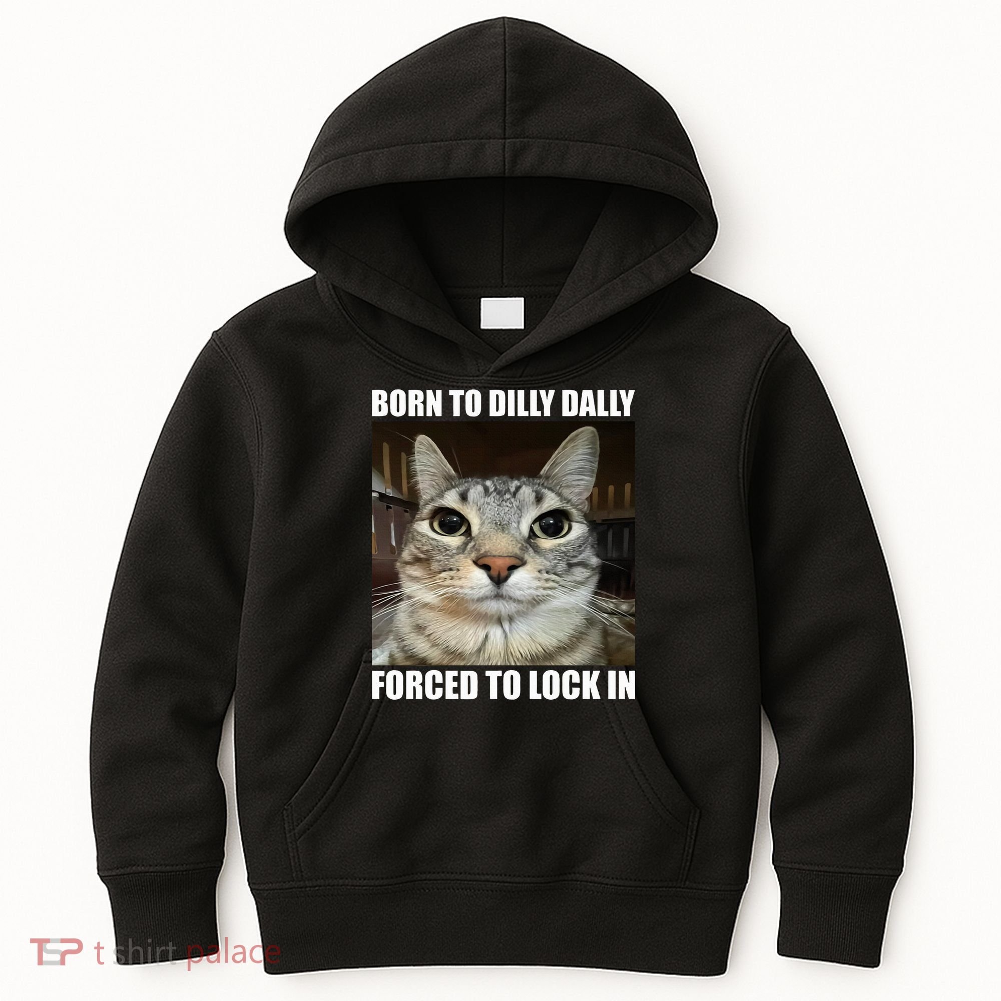 Born To Dilly Dallly Forced To Lock In Cat Lover Kids Hoodie