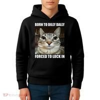 Born To Dilly Dallly Forced To Lock In Cat Lover Kids Hoodie thumb 4
