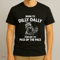 Born To Dilly Dally Vintage Funny Silly Racoon T-Shirt thumb 3