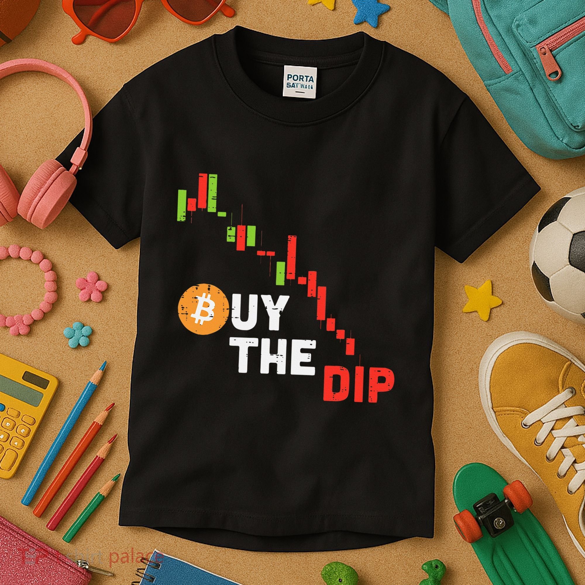 Buy The Dip Bitcoin Crypto Cryptocurrency Trader Investor Kids T-Shirt