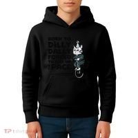 Born To Dilly Dally Forced To Pick Up The Pace Funny Cat Kids Hoodie thumb 4