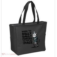 Born To Dilly Dally Forced To Pick Up The Pace Funny Cat Tote Bag thumb 2