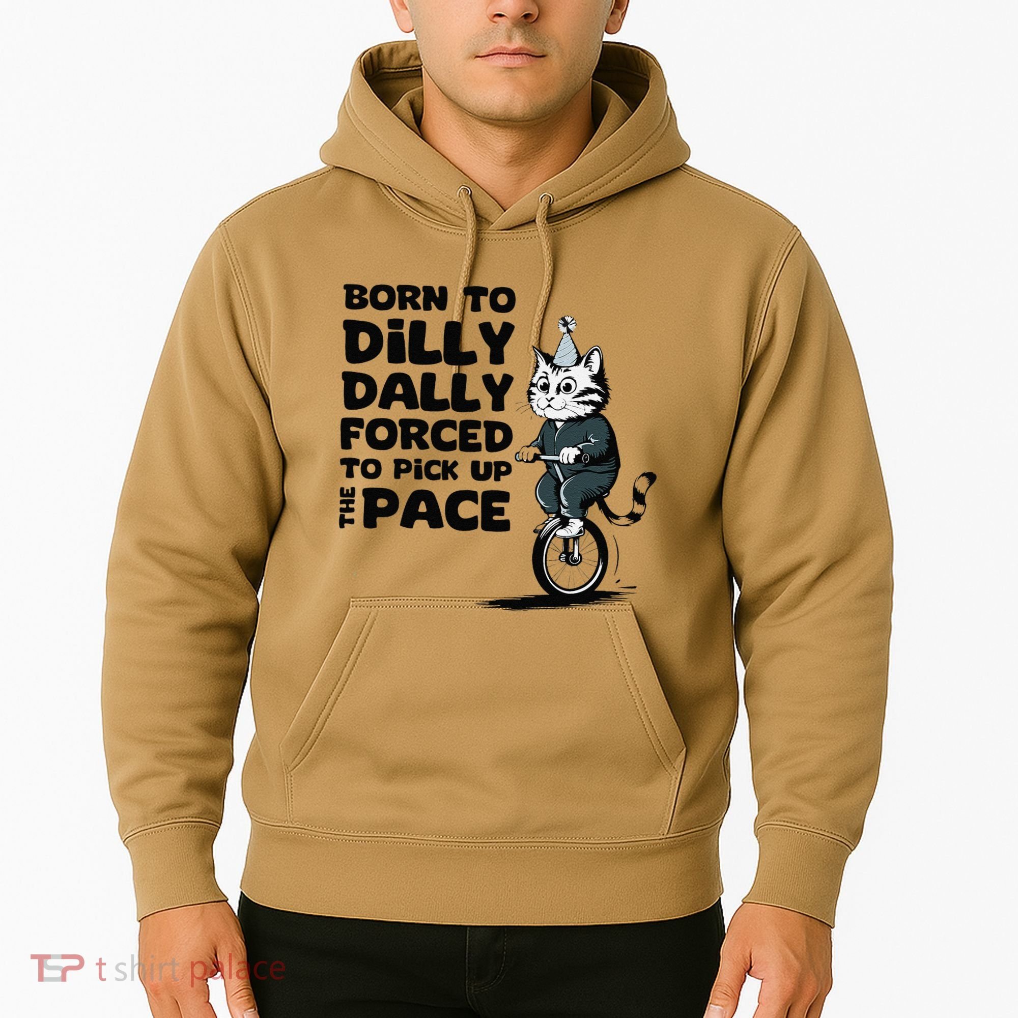 Born To Dilly Dally Forced To Pick Up The Pace Funny Cat Hoodie