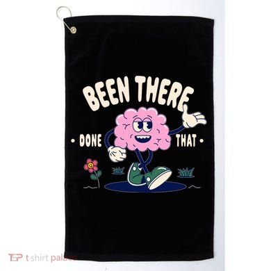 Been There Done That Retro Cartoon Brain Golf Towel