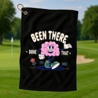 Been There Done That Retro Cartoon Brain Golf Towel thumb 1