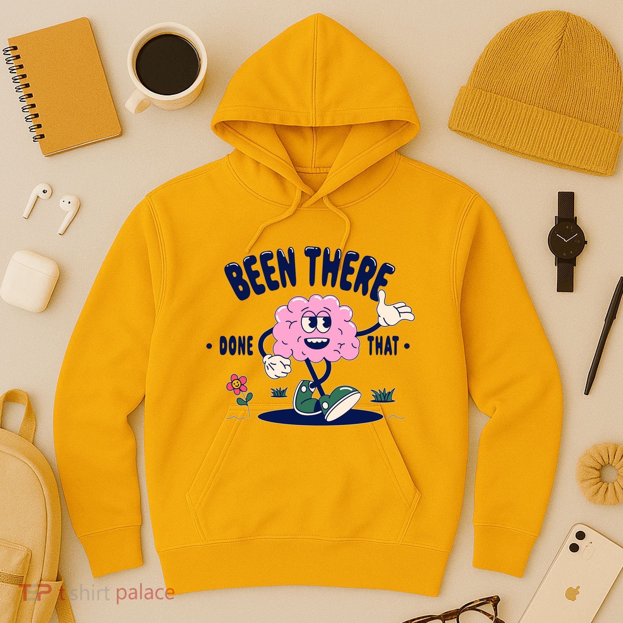 Been There Done That Retro Cartoon Brain Hoodie