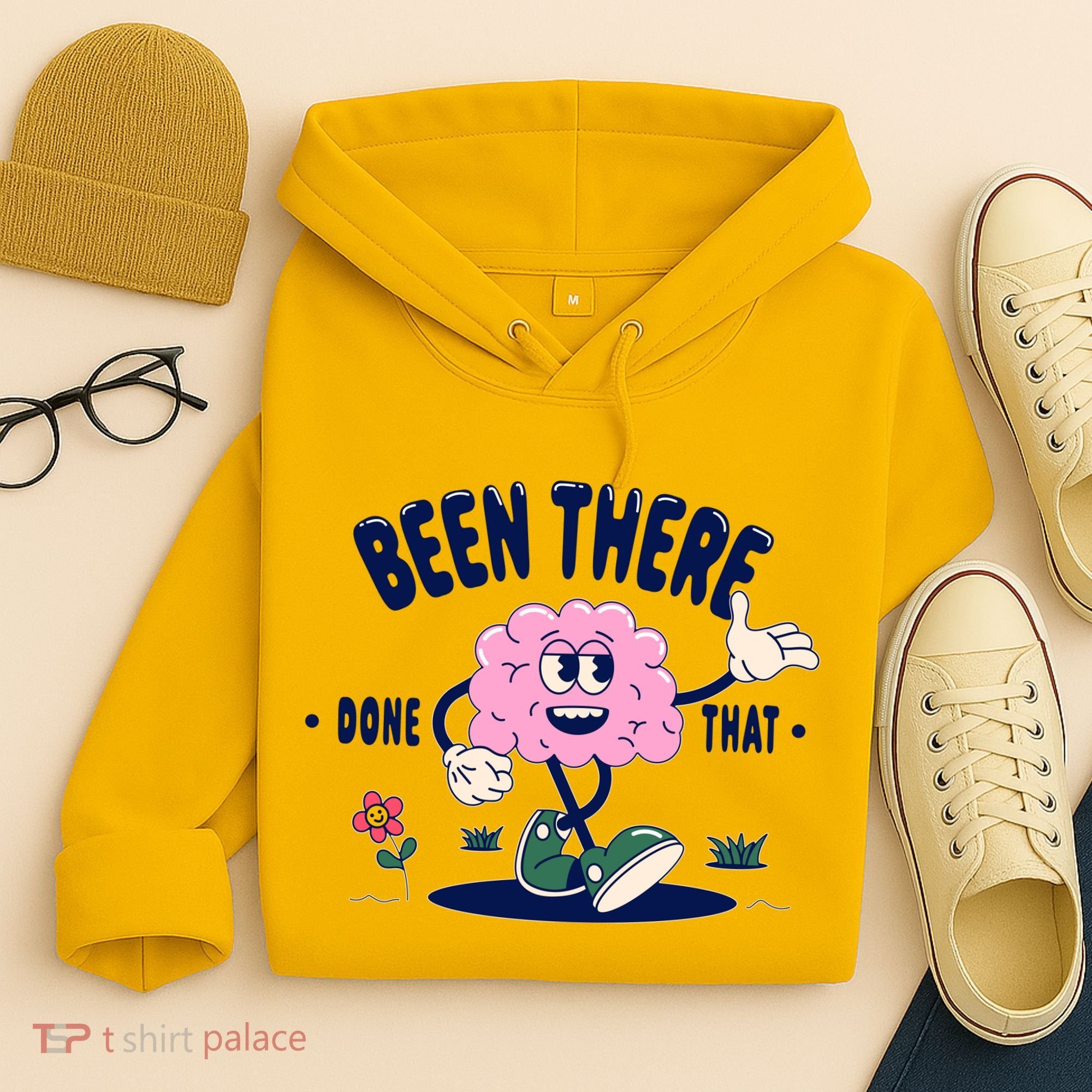 Been There Done That Retro Cartoon Brain Hoodie