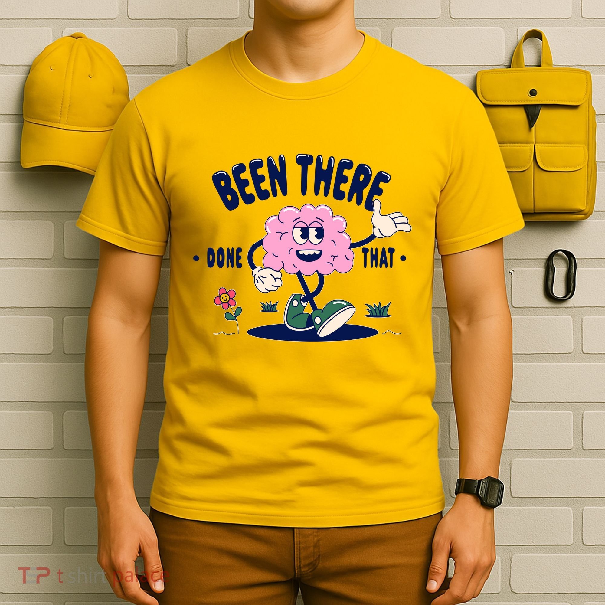 Been There Done That Retro Cartoon Brain T-Shirt