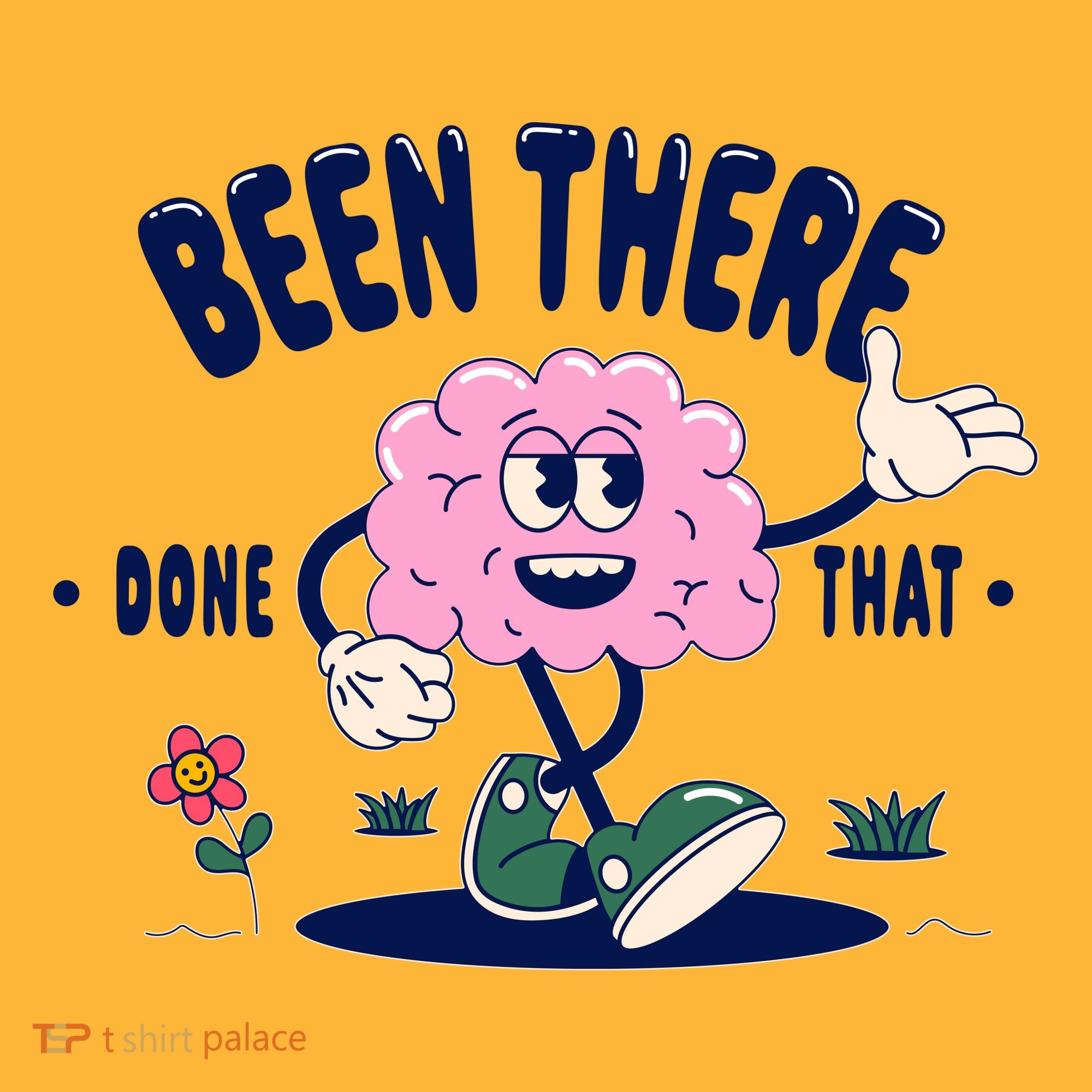 Been There Done That Retro Cartoon Brain T-Shirt